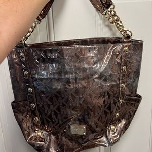 Large metallic bronze Michael kors tote